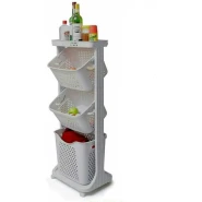 4 Tier Plastic Bathroom Kitchen Storage Organizer Rack Trolley - White