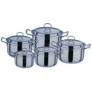 10 Piece Stainless Steel Saucepans Cookware Pots, Silver.