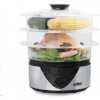 Sanford 3 Layer 8L Electric Food Cooking Steamer Pot With Display, Timer Fuction- Clear.