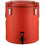 80L Stainless Steel Insulation Bucket With Faucet, Commercial Stall Food & Tea Bucket Cold & Hot Water Catering Urns Cooler- Red.