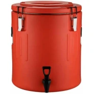 80L Stainless Steel Insulation Bucket With Faucet, Commercial Stall Food & Tea Bucket Cold & Hot Water Catering Urns Cooler- Red.