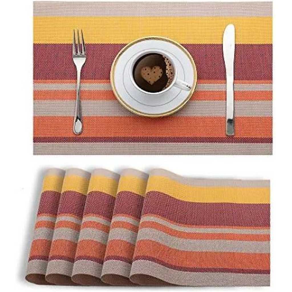 6 Pcs Table Mats With a Runner - Orange