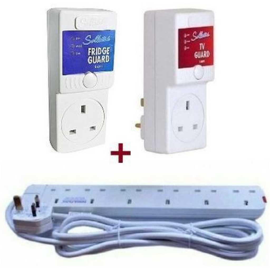 Sollatek TV And Fridge Guards 13Amps Plus 6 Ways Heavy Duty Extension - White