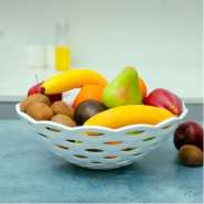 Fruit Vegetable Fruit Basket Storage Drainer Bowl Container Decor- White.