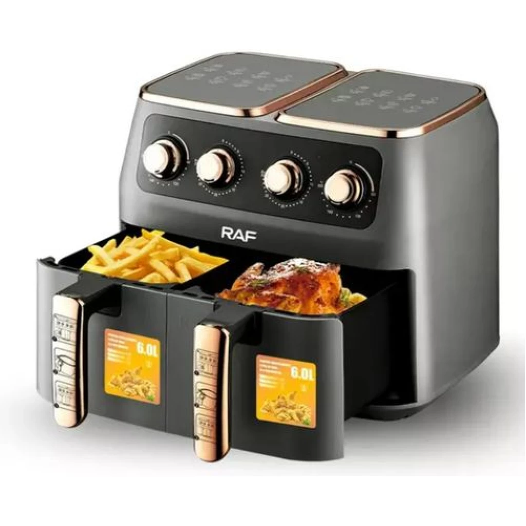RAF 12L Air Fryer With 2 Independent Baskets - Inox