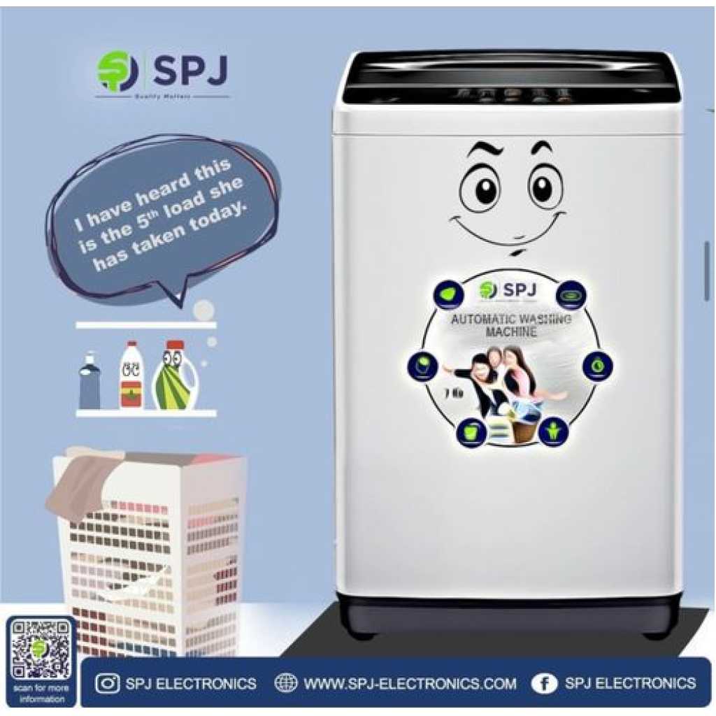 SPJ 7kg Top Loader Washing Machine - Silver