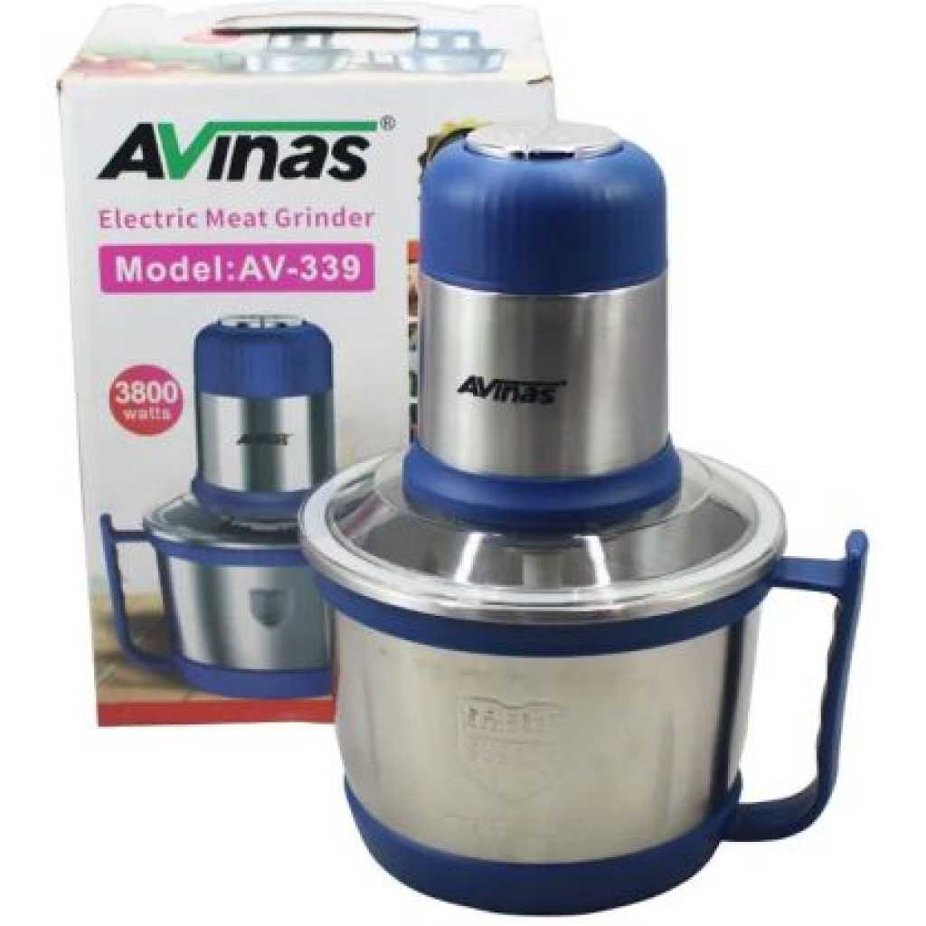 AVINAS 3.5L Electric Meat Grinder Bowl Food Meat & Vegetable Chopper Mincer- Blue.