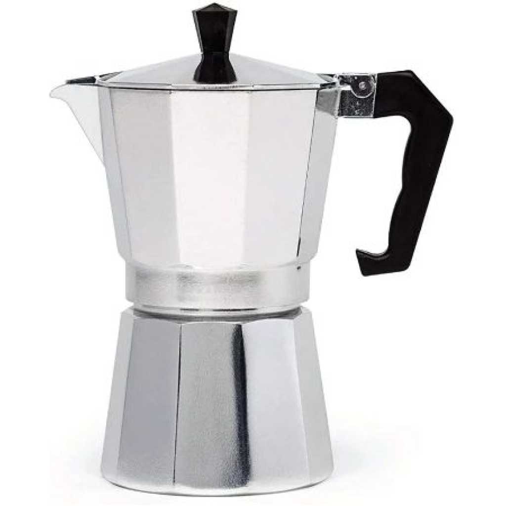 Coffee Maker Moka Pot Top Expresso Latte Stove Percolator 4 Cups 200ML (Silver)