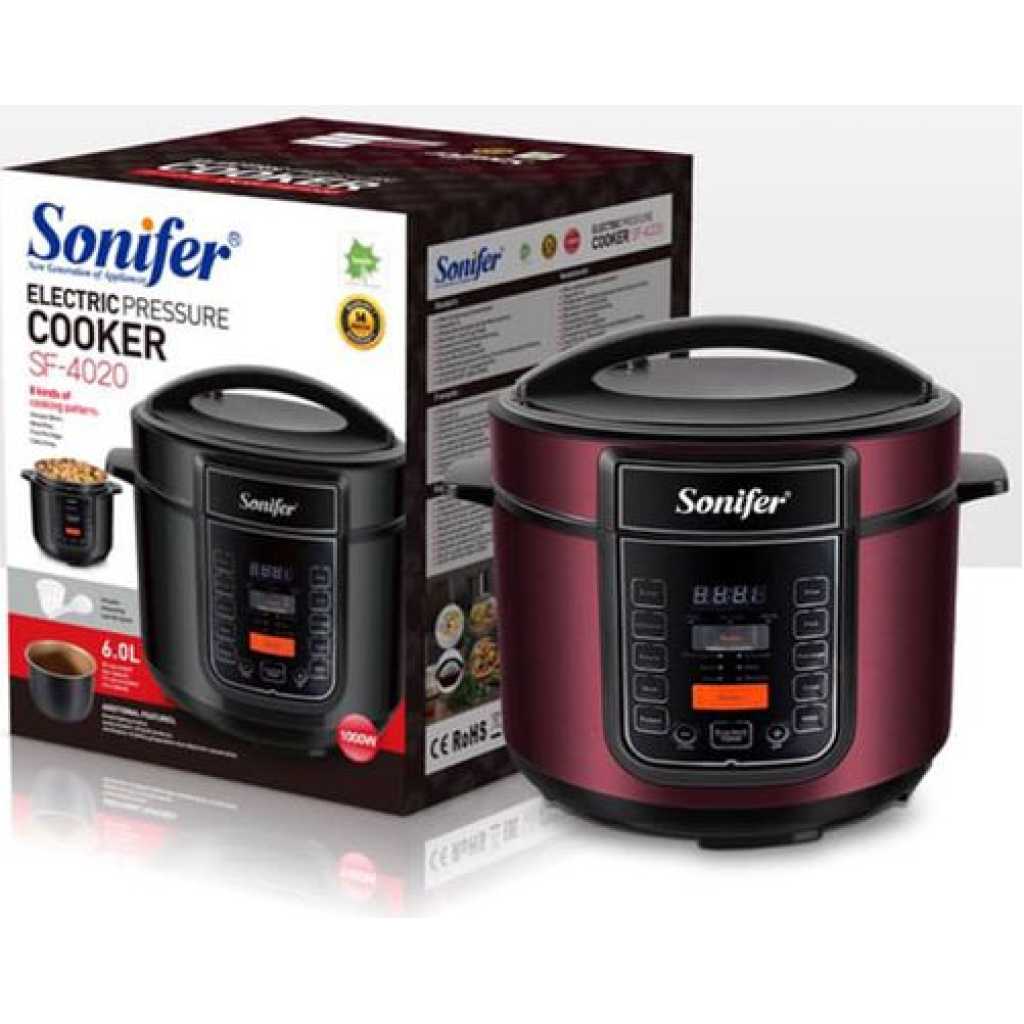 Sonifer Multi Function 6L Electric Pressure Cooker Rice Cooker Steamer - Black.