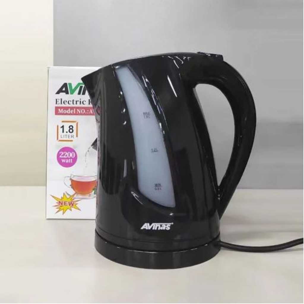 AVINAS 1.8L Automatic Switch Off Cordless Electric Kettle Stainless Steel Base Kitchen Office Water Heating Boiler- Black.