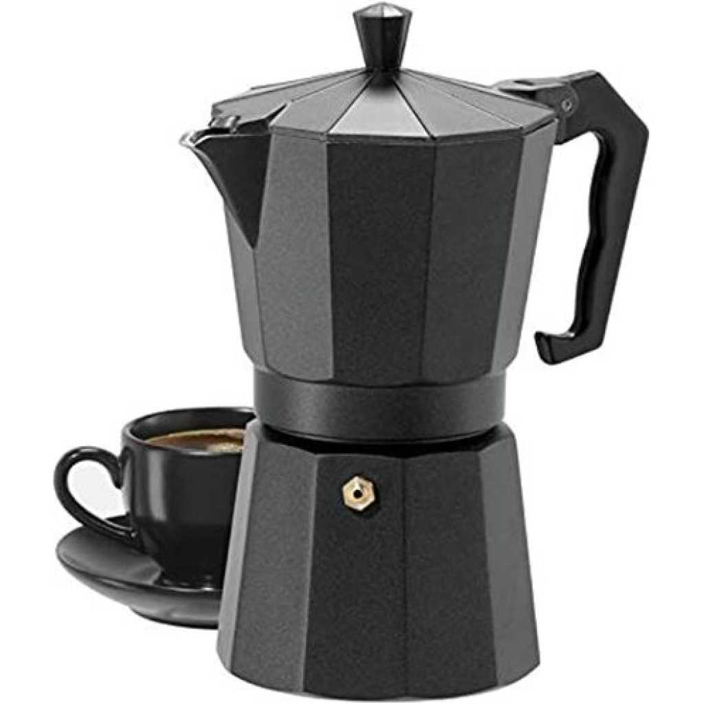 Stovetop Cafe Espresso Maker 6 Cup Moka Pot Percolator Coffee Maker Filter Kaapi- Black