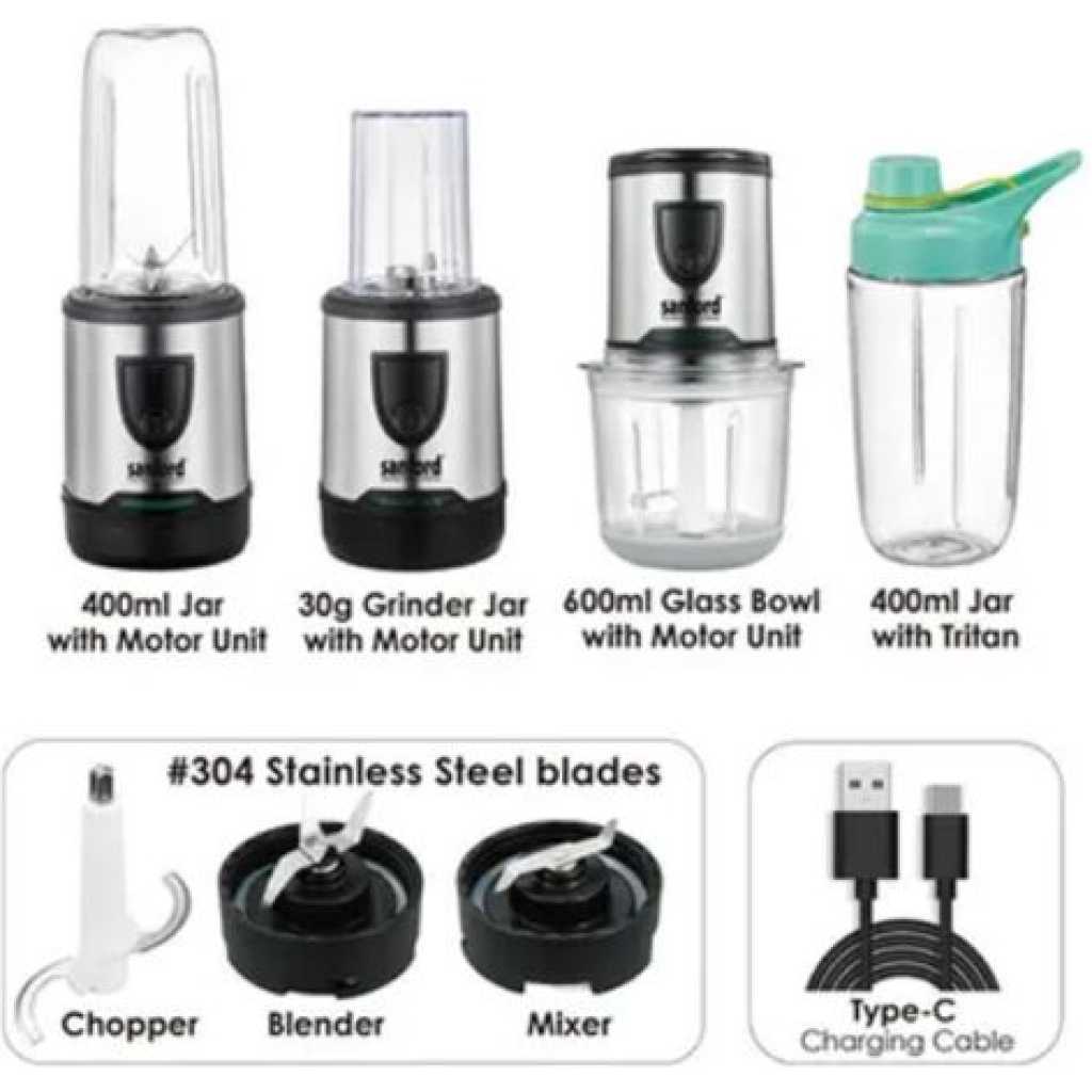 Sanford 5 In1Food Processor Chopper Mixer Coffee Grinder Blender Ice Crusher- Clear.