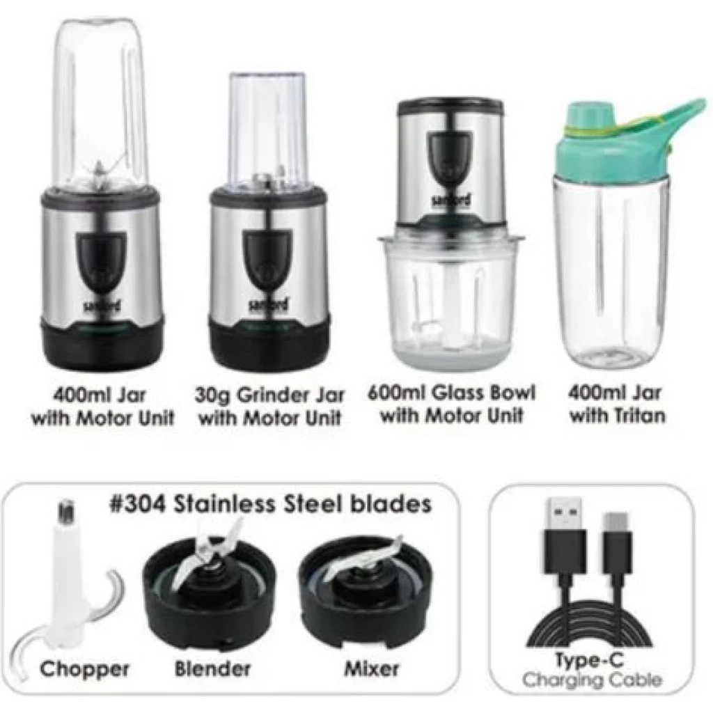 Sanford 5 In1Food Processor Chopper Mixer Coffee Grinder Blender Ice Crusher- Clear. Food Processors TilyExpress 8