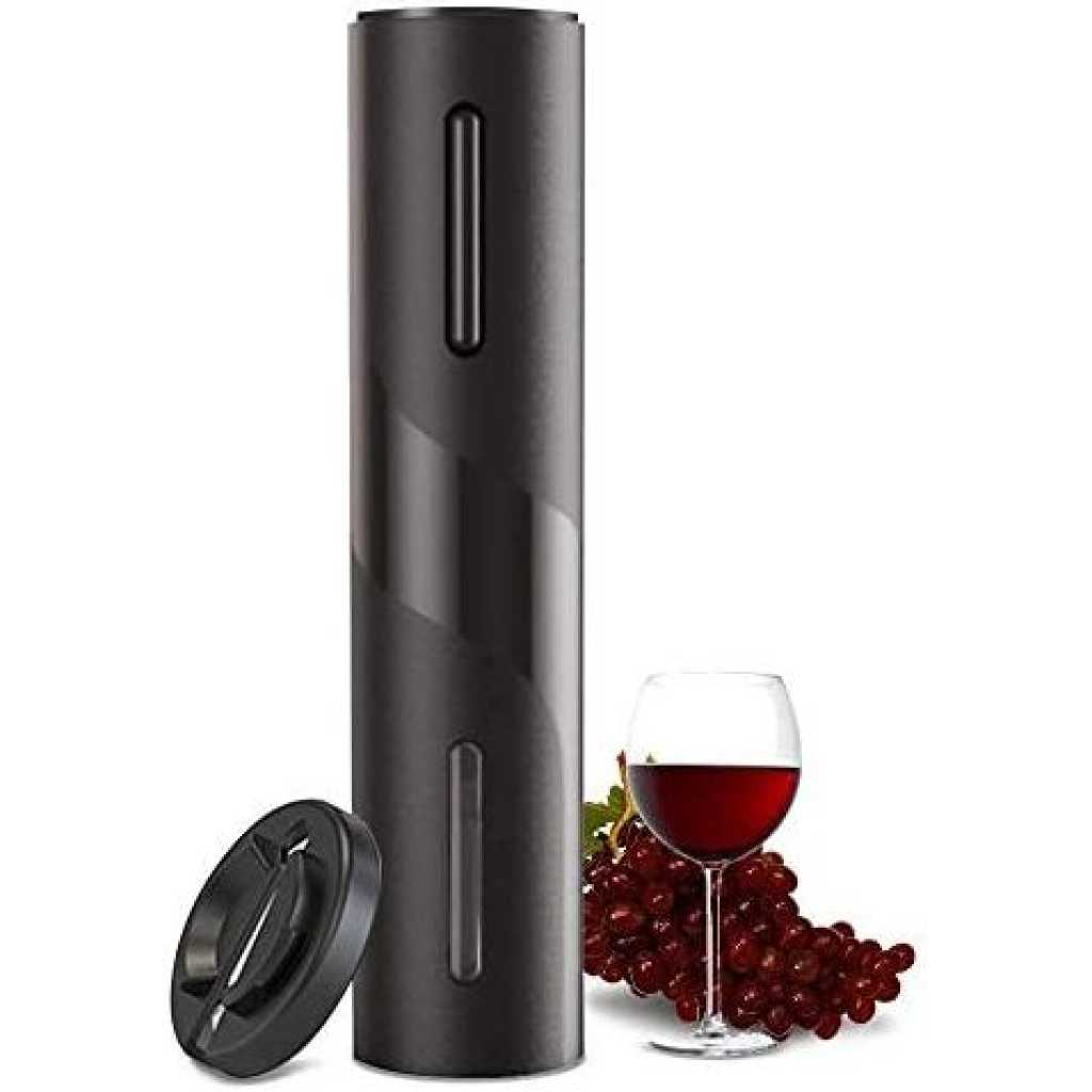 Electric, Battery Operated Wine Bottle Openers With Foil Cutter, One-click Button Reusable Automatic Wine Corkscrew Remover Gift Set- Black.