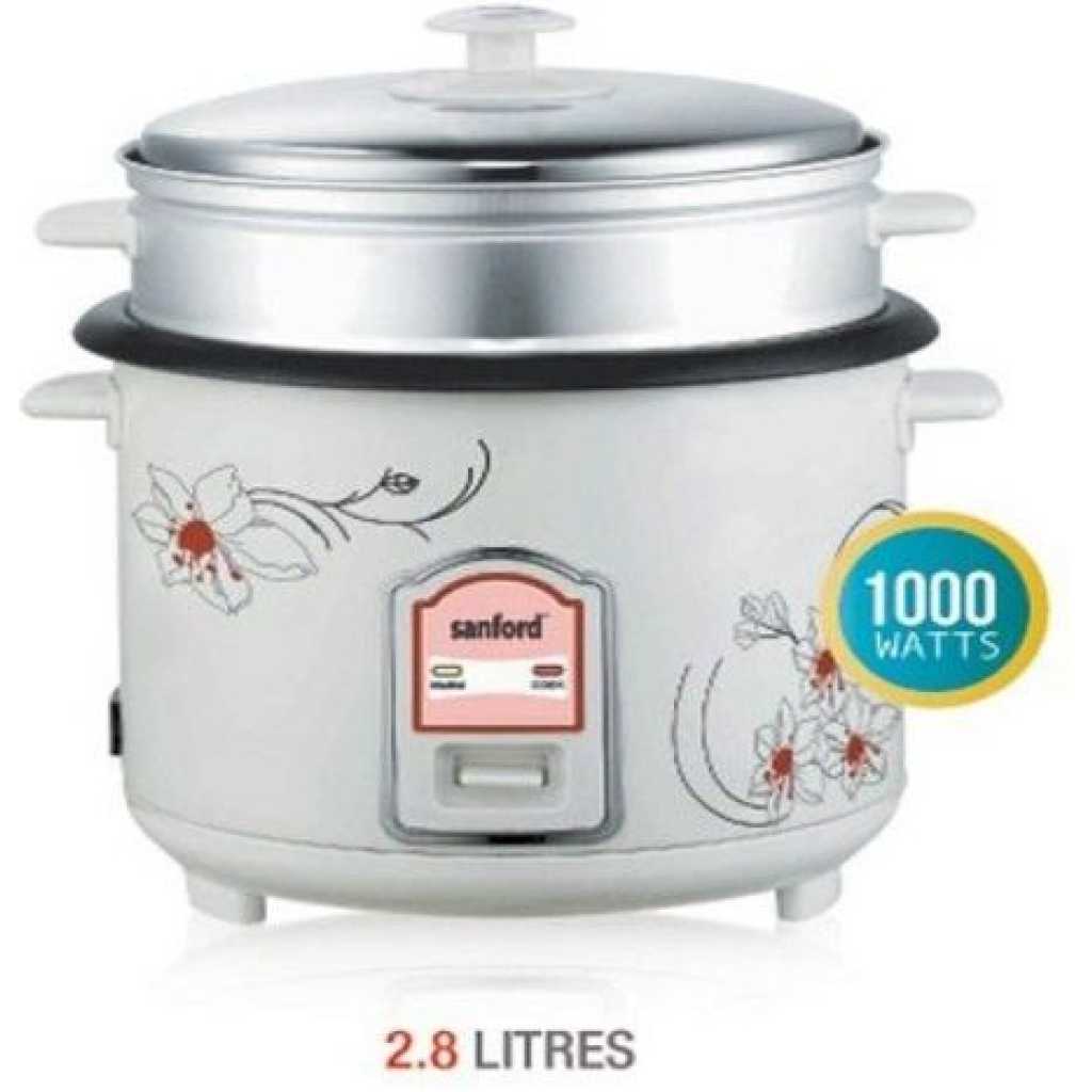 Sanford 2. 8Litre Rice Cooker Steamer Pot- White.