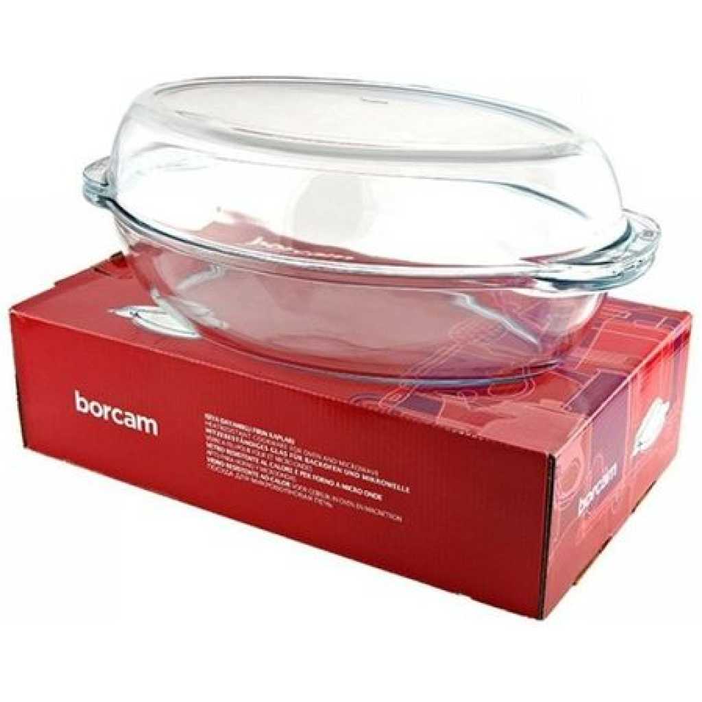 Borcam Oval Casserole Dish With Heat Resistant Oven Microwave Safety - Clear