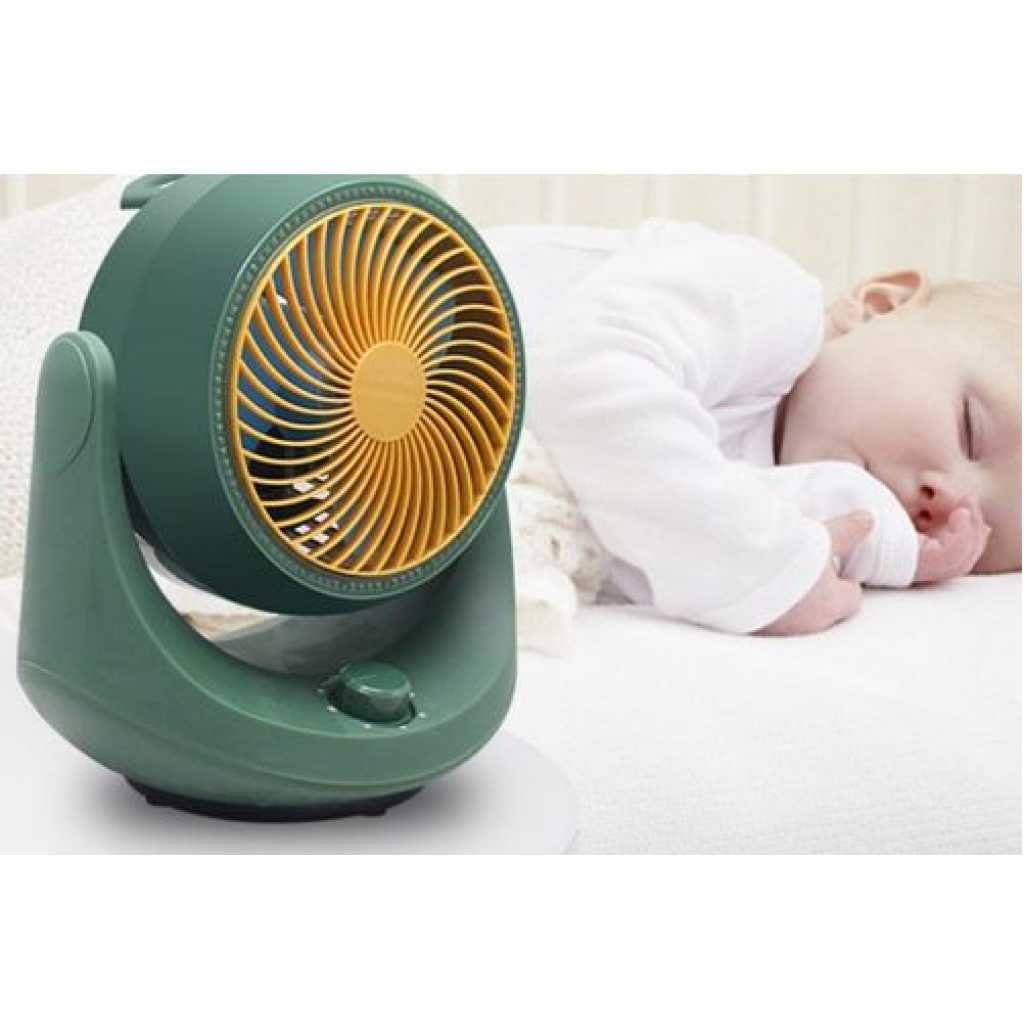 Small Mini Office Desktop Fan, Table Air Circulation Fan, Household Silent Electric Fan, 35nb Low-Noise Operation, Turbo Fan Design- Green