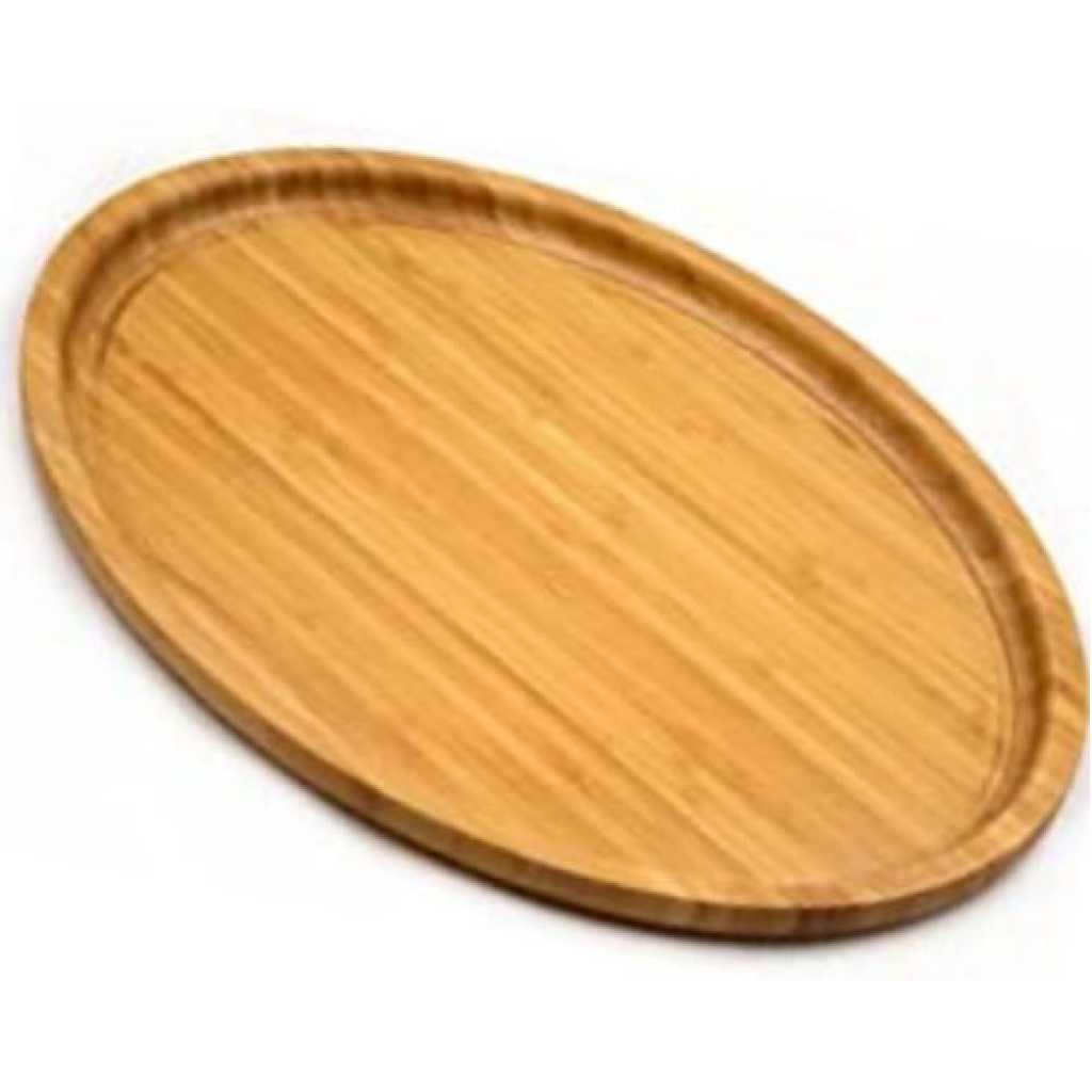 3 Piece Oval Bamboo Wood Tea Food Serving Trays Plates - Brown