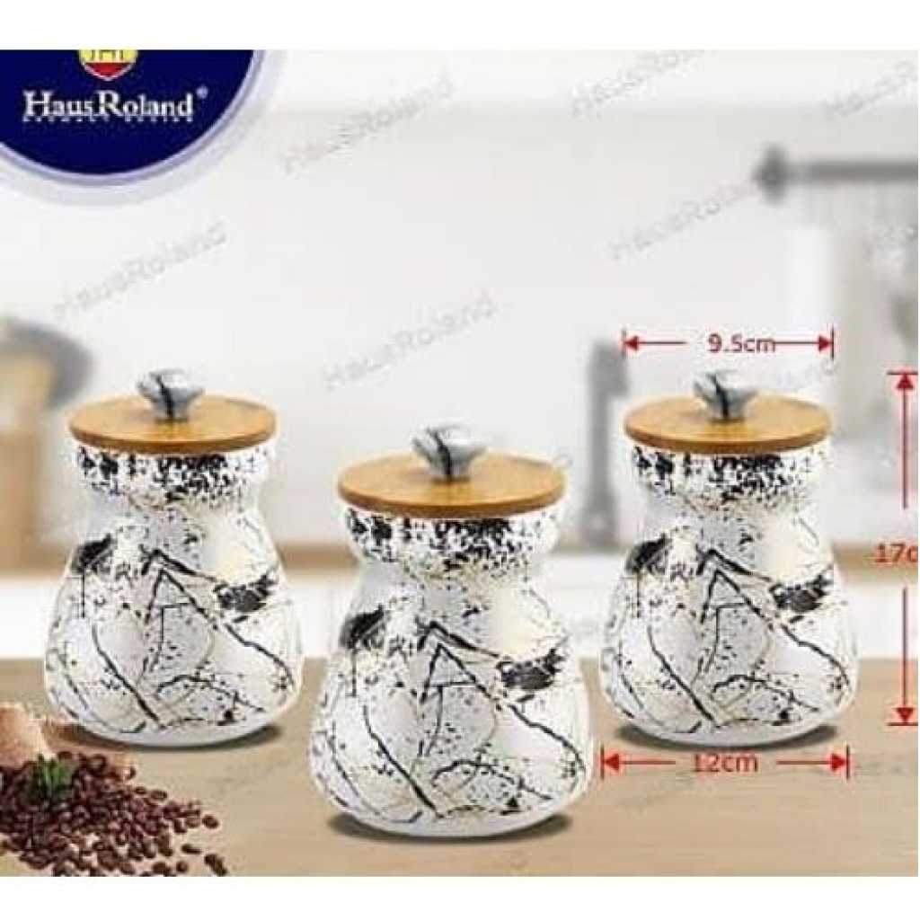 3 PC Ceramic Sugar Bowl Coffee Tea Canister Storage Containers - Multi-colour .