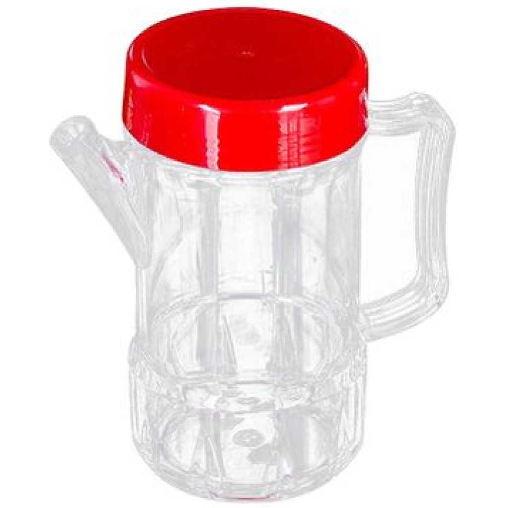 300ml Acrylic Oil Dispenser Honey Pot Vinegar Sauce Bottle For Barbecue- Red.