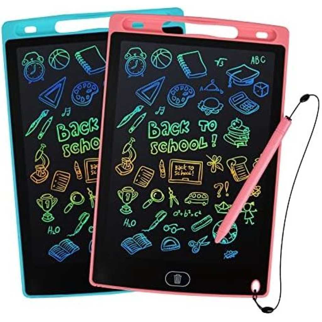 12 Inch LCD Writing Tablet Drawing Pads For Kids Colorful Lines Doodle Scribble Boards Educational Toys - Black.