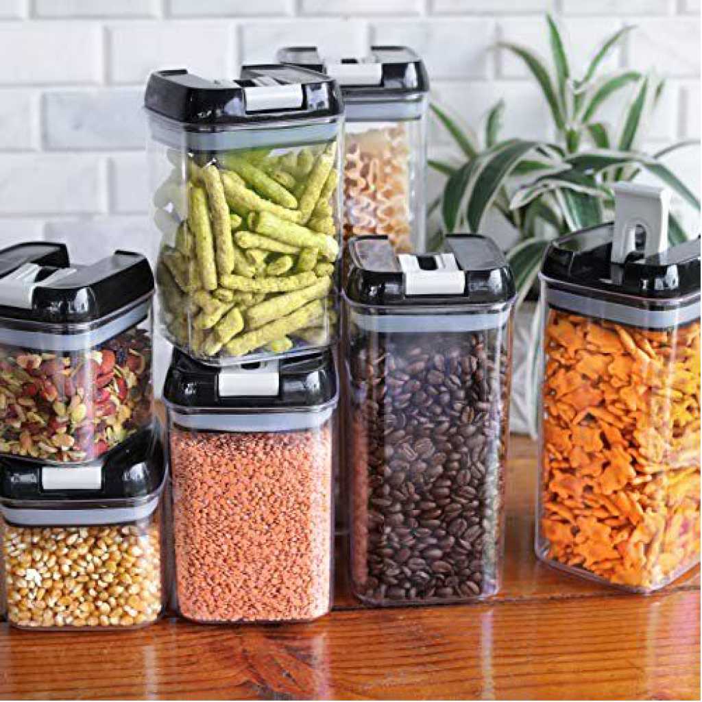 Airtight Food Storage Containers 7-Piece Pantry Organization Canister- Clear