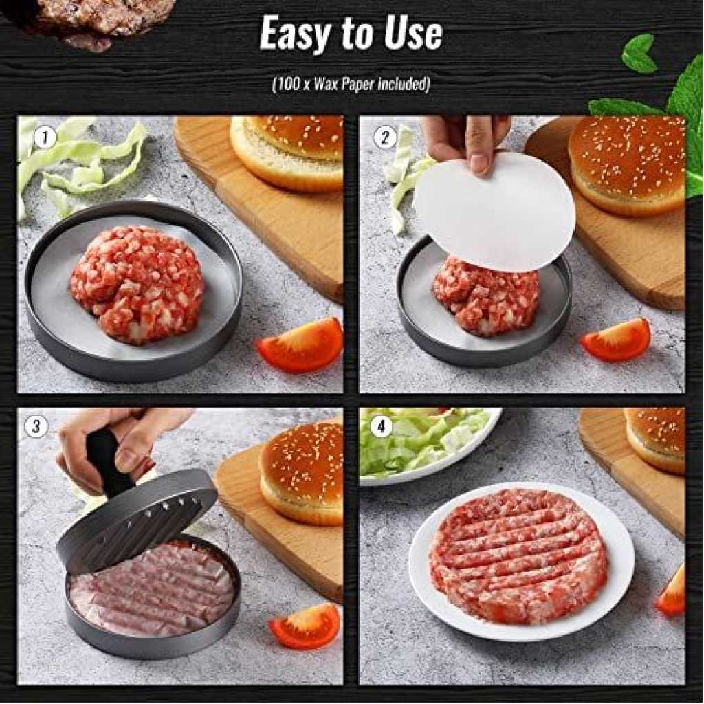 Hamburger Press Patty Maker BBQ Grill Sliders Beef Burger Press- Grey. ,