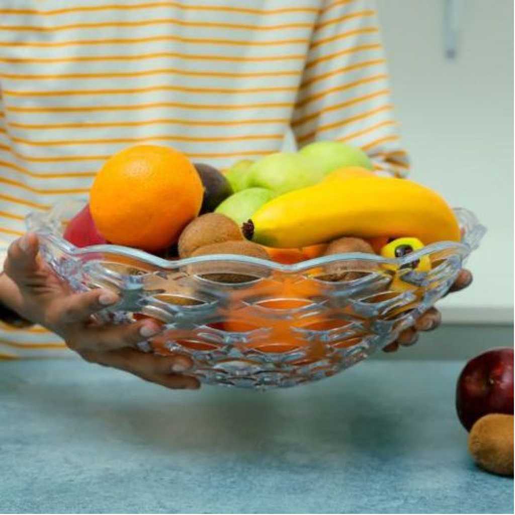 Fruit Vegetable Fruit Basket Storage Drainer Bowl Container Decor- White.