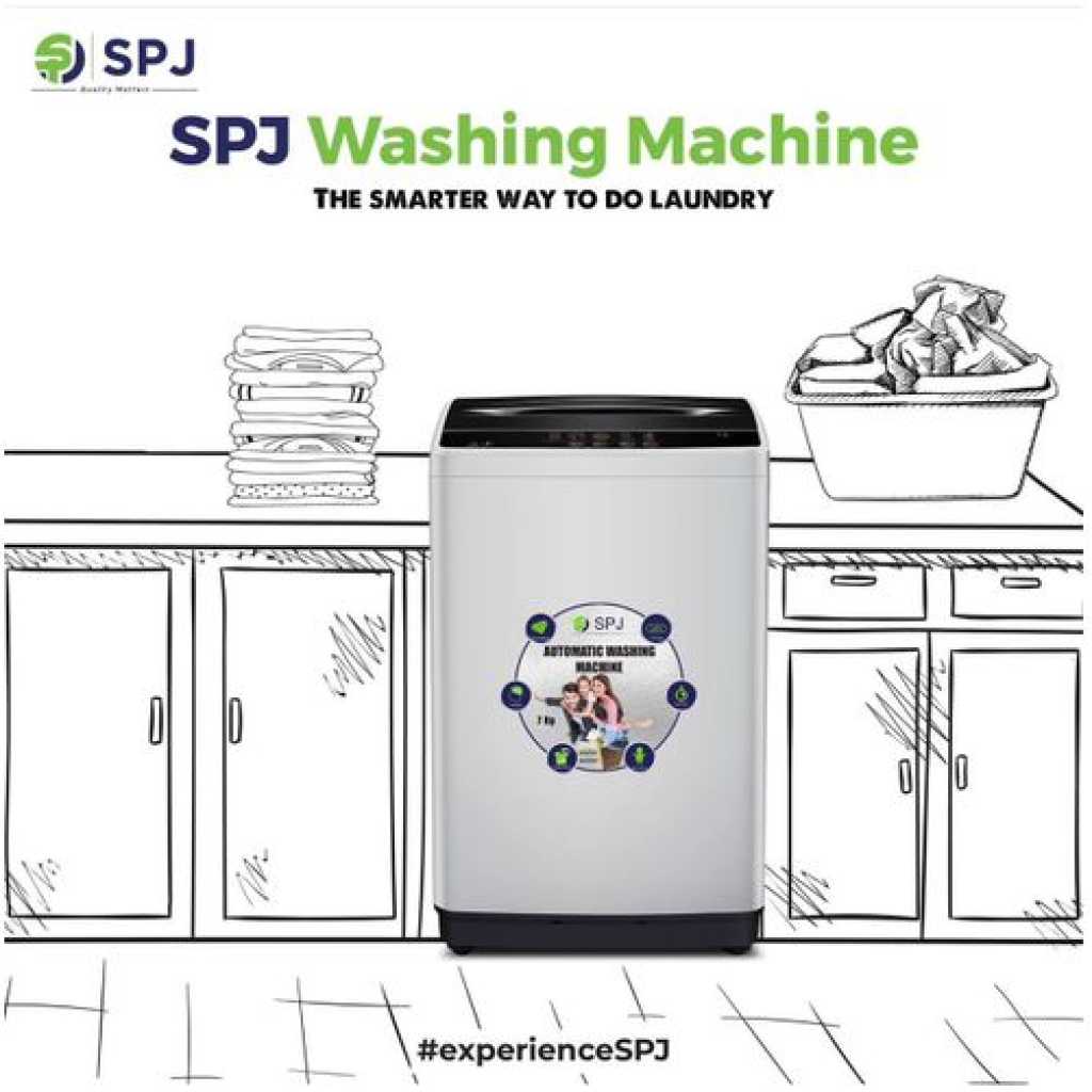 SPJ 7kg Top Loader Washing Machine - Silver