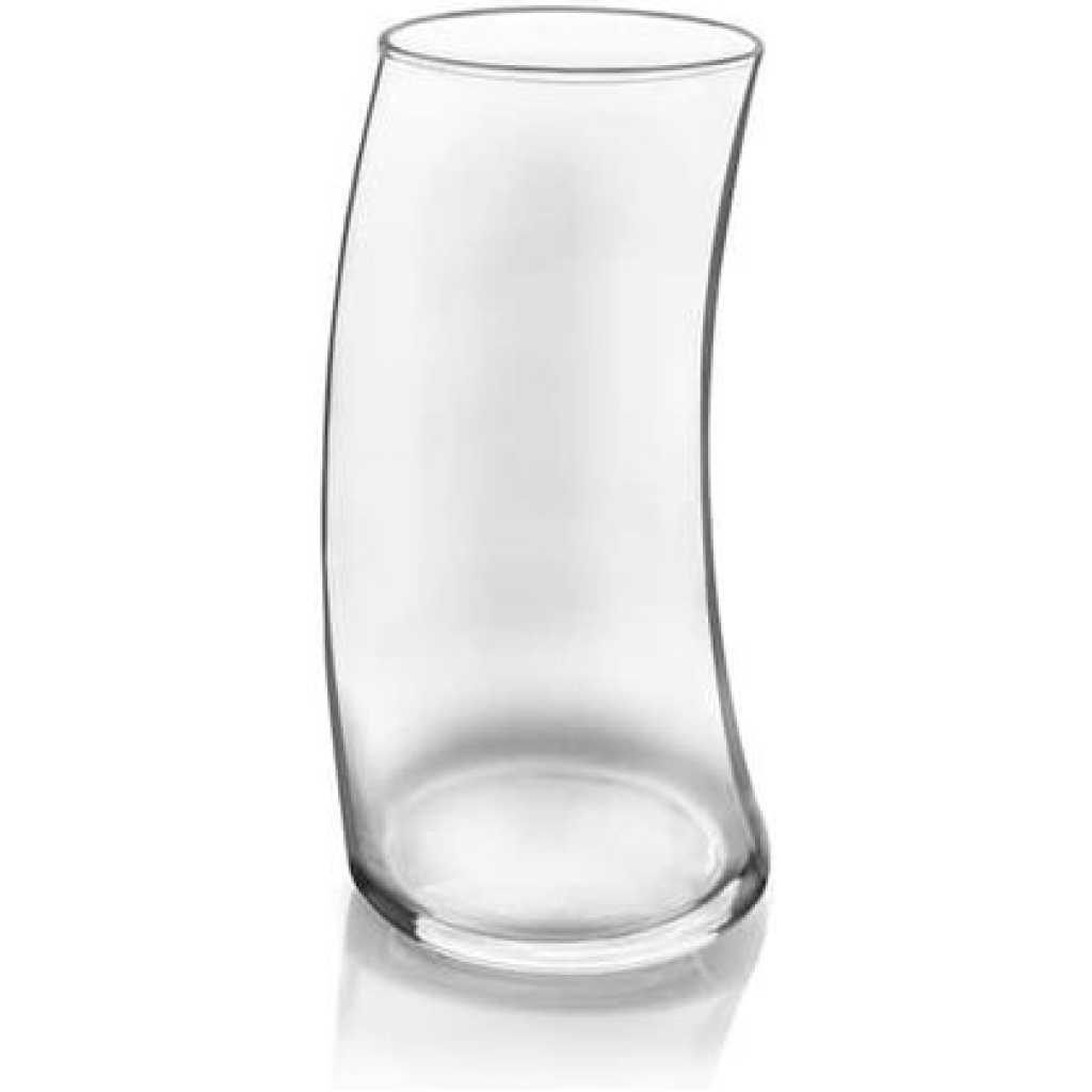 6 Pieces Of Curved Rocks Juice Glasses Tumblers - Clear.