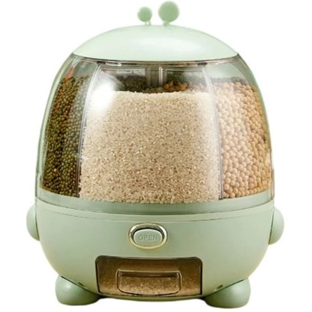 Rotating Food Dispenser – Cereal Containers Storage Airtight – 360° Rotatable Easy Control Dry Food Storage Box For Rice, Beans, Grains, Laundry Scent Beads- Green. Food Savers & Storage Containers TilyExpress 2