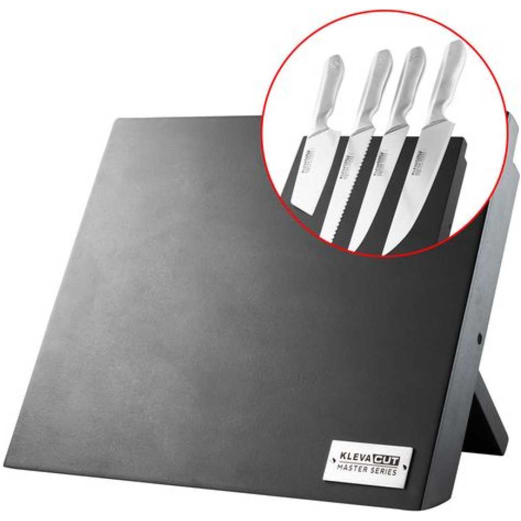 Midnight Magnetic Knife Block - Stylish Knife Holder With Super Strength Magnets- Black