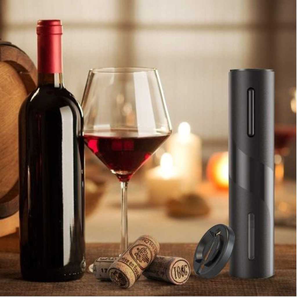 Electric, Battery Operated Wine Bottle Openers With Foil Cutter, One-click Button Reusable Automatic Wine Corkscrew Remover Gift Set- Black.