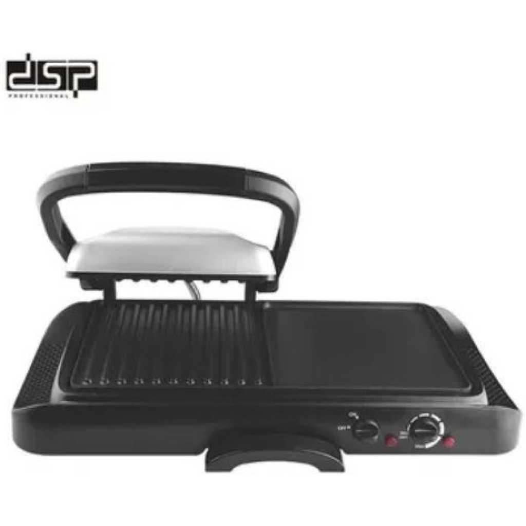 Dsp 2 In1 IElectric Grill Portable Nonstick Barbecue Press Machine - Black.