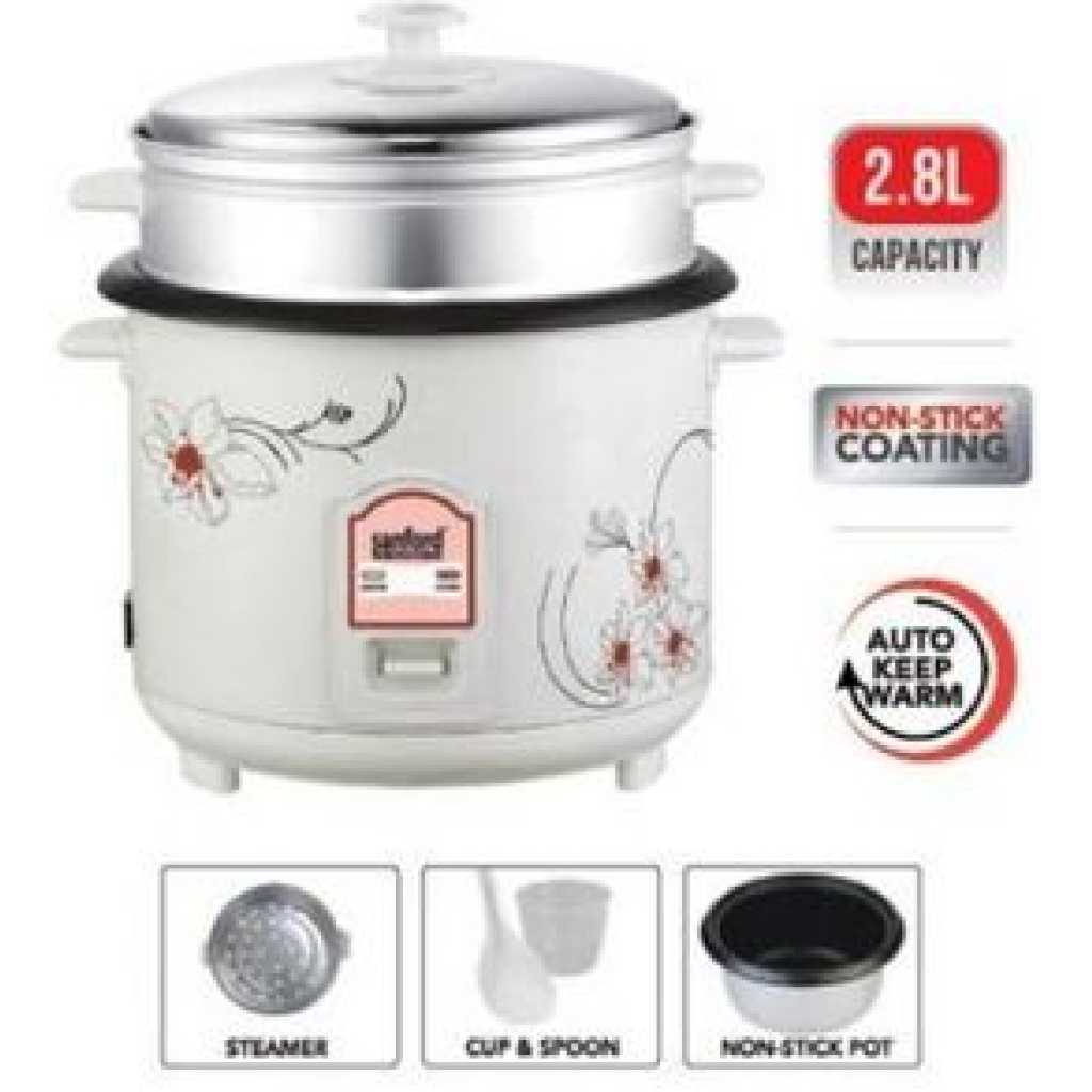 Sanford 2. 8Litre Rice Cooker Steamer Pot- White.