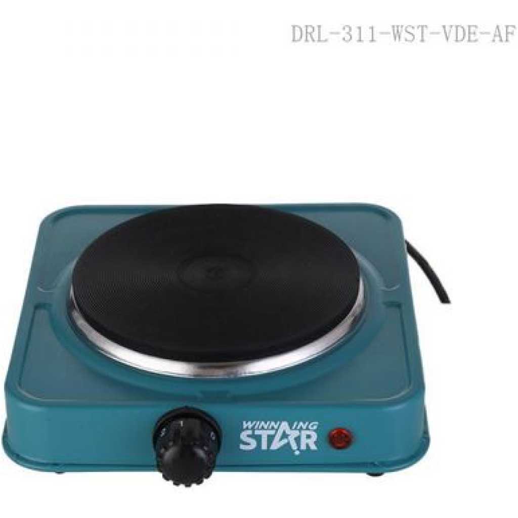 Winningstar 1000W Single Burner Heater Hot Plate with 3*0.75*80cm Charging Cable VDE Plug- Green.