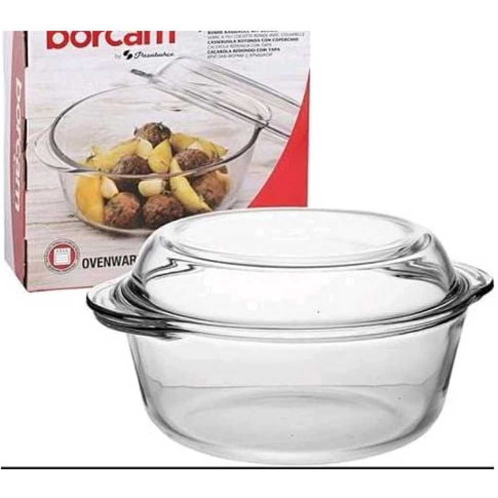 Borcam Oval Casserole Dish With Heat Resistant Oven Microwave Safety - Clear