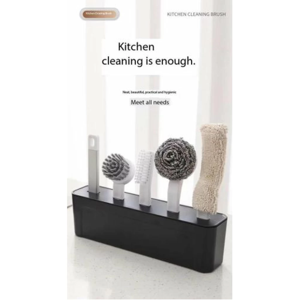 Kitchen Cleaning Kit Folding 4 Type Brushes For Cleaning All Utensil Of Kitchen- Multi-colour