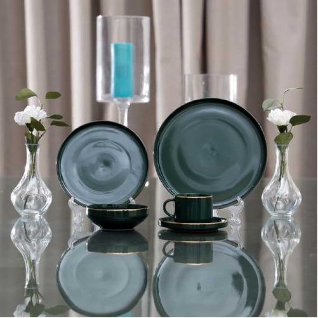 Royal Ford 20Pcs Fine Bone Food Plates Cup Bowl Dinner Set- Green.