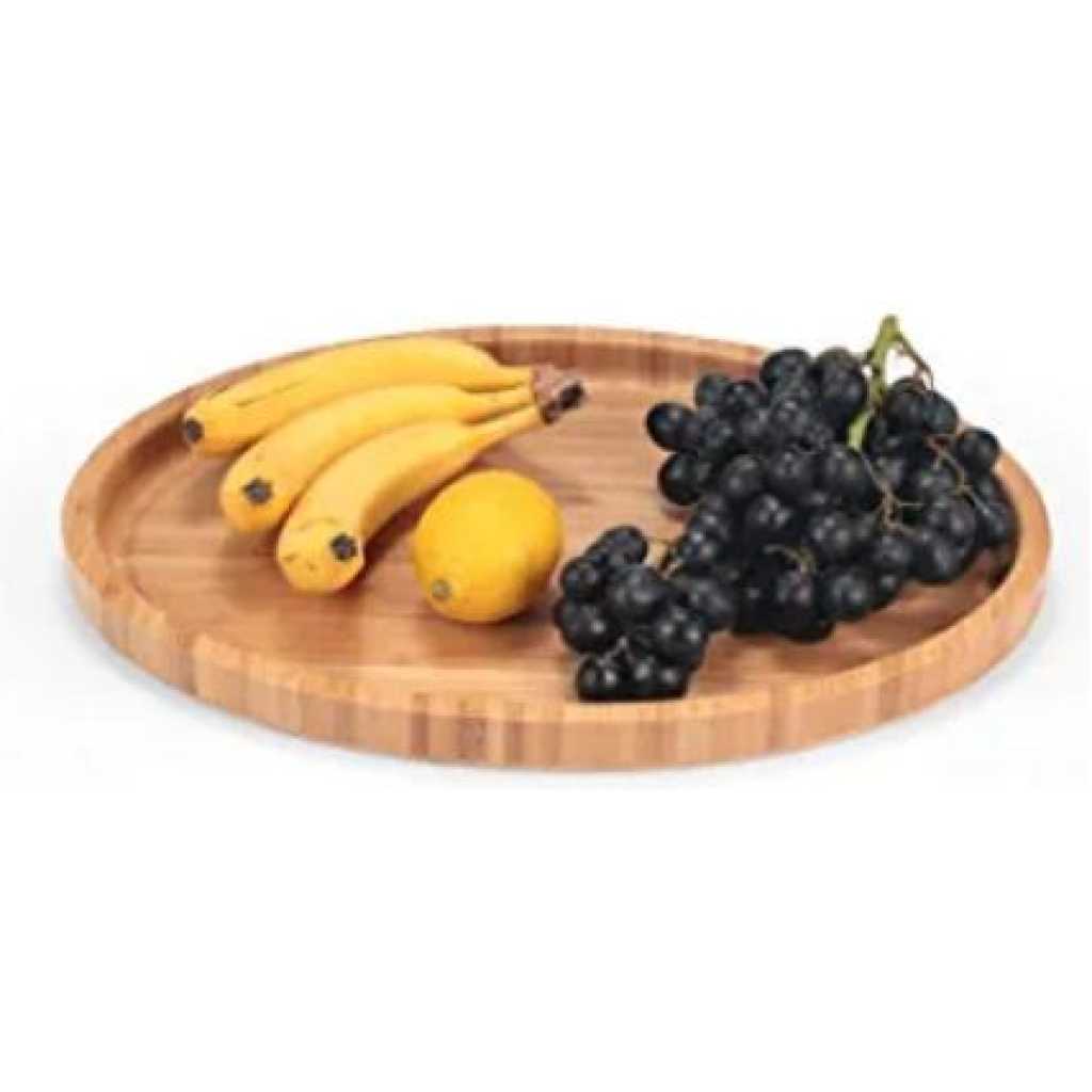 3 Piece Oval Bamboo Wood Tea Food Serving Trays Plates - Brown