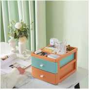 2 Tier Drawer Mini Storage Unit Tower Desktop Makeup Box Organizer - Multi-colour.