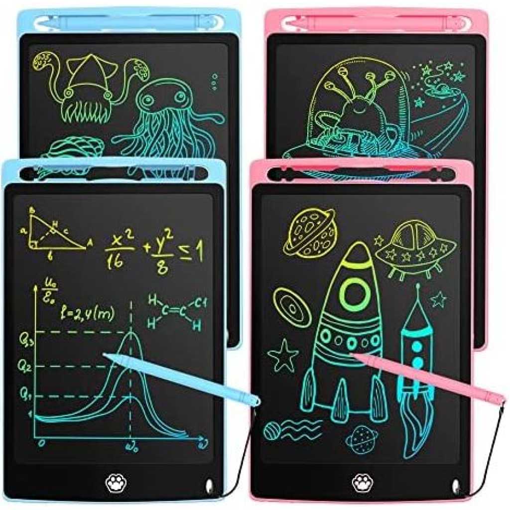 12 Inch LCD Writing Tablet Drawing Pads For Kids Colorful Lines Doodle Scribble Boards Educational Toys - Black.