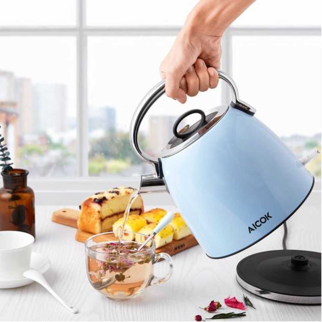 Aicok Steel Fast Heating Temperature Adjustable Electric Kettle -Blue.