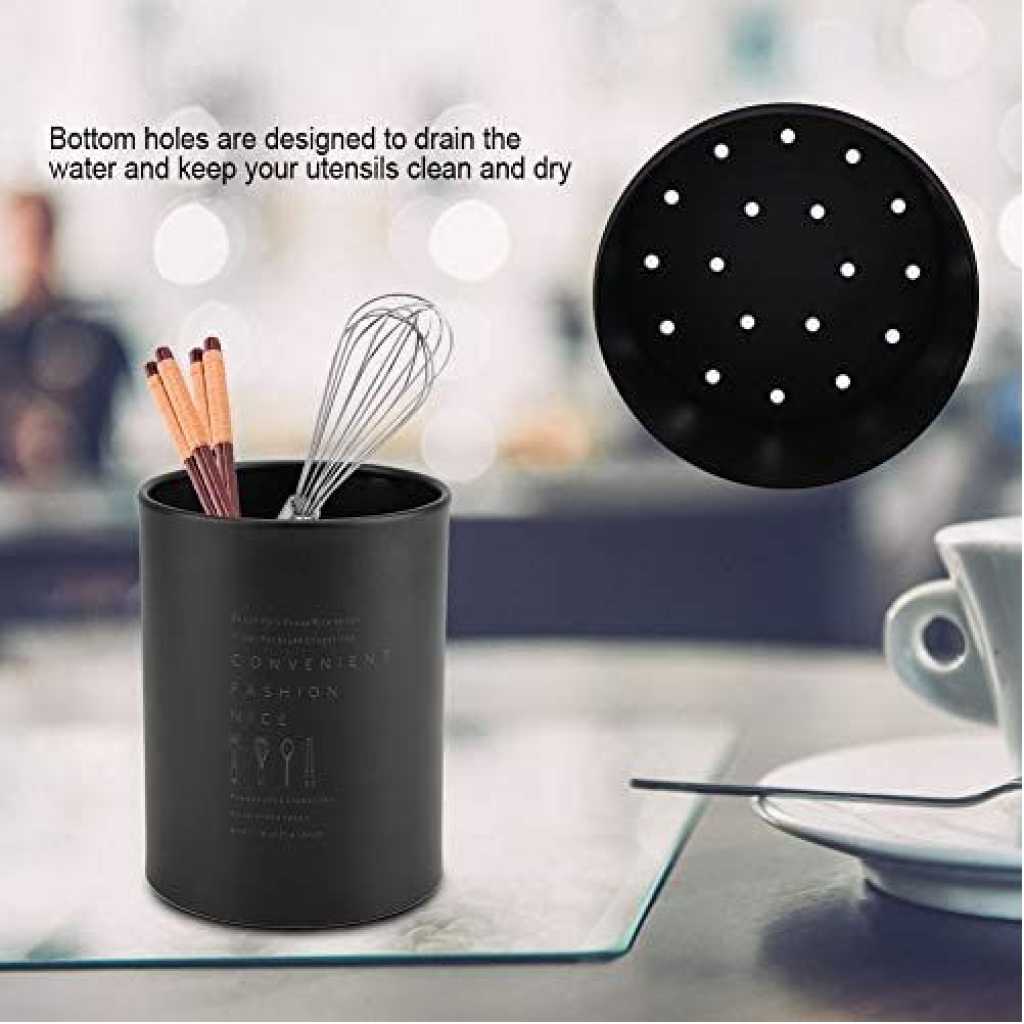 Kitchen Utensil Holder, Storage Rack Can For Forks Spoons Knives Organizer- Black.