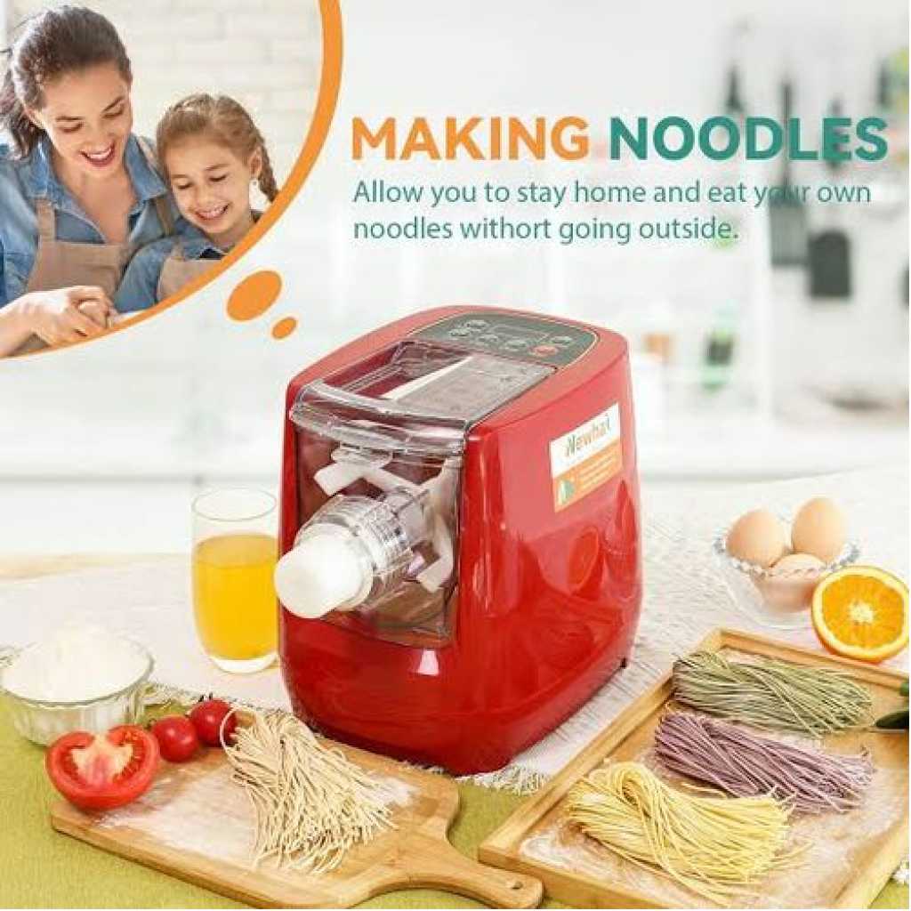 Electric Pasta Maker Machine, Automatic Noodle Maker With 12 Pasta Shapes, Red