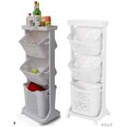 4 Tier Plastic Bathroom Kitchen Storage Organizer Rack Trolley - White