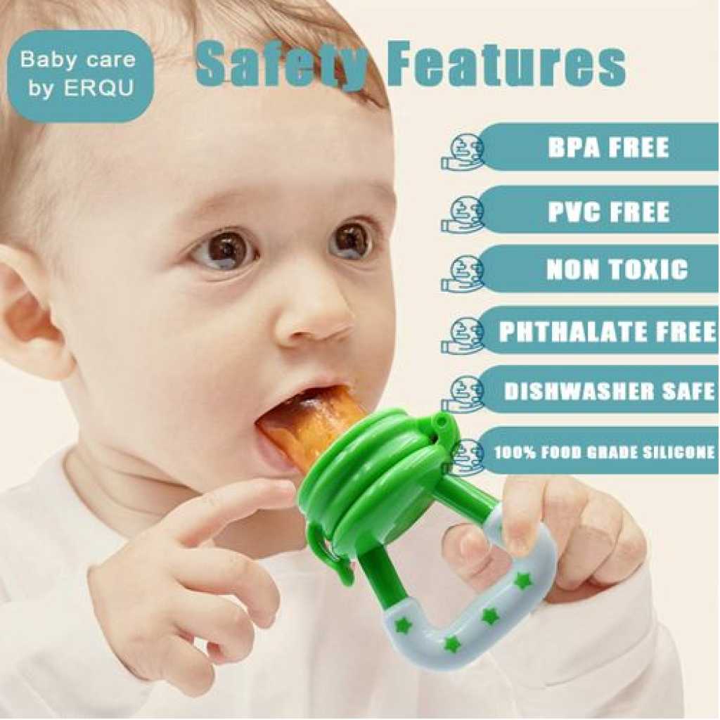Baby Fresh Fruit Food Feeder Nibbler Pacifier Nipple Training Massaging Toy Teether- Multi-colour.