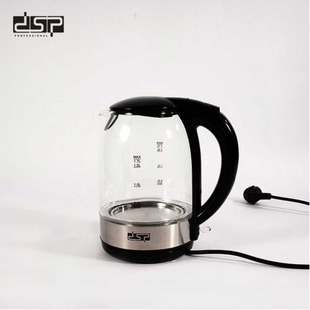 Dsp 1.7 Litre Glass Electric Boiling Kettle - Silver