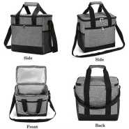 Insulated 2-Layer Lunch Box Bag Leak-Proof Fresh-Keeping Picnic Food Fruit Tote School Bag- Grey Home Storage & Organization TilyExpress