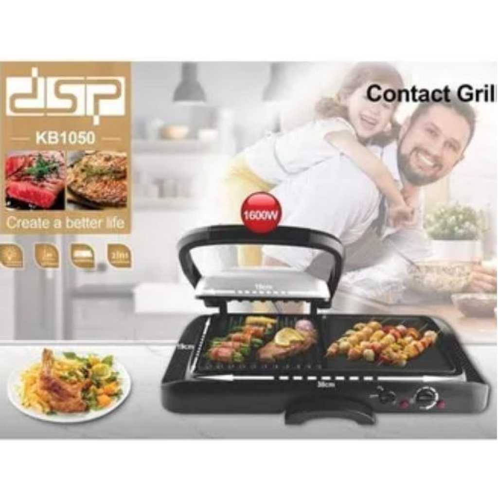 Dsp 2 In1 IElectric Grill Portable Nonstick Barbecue Press Machine - Black.